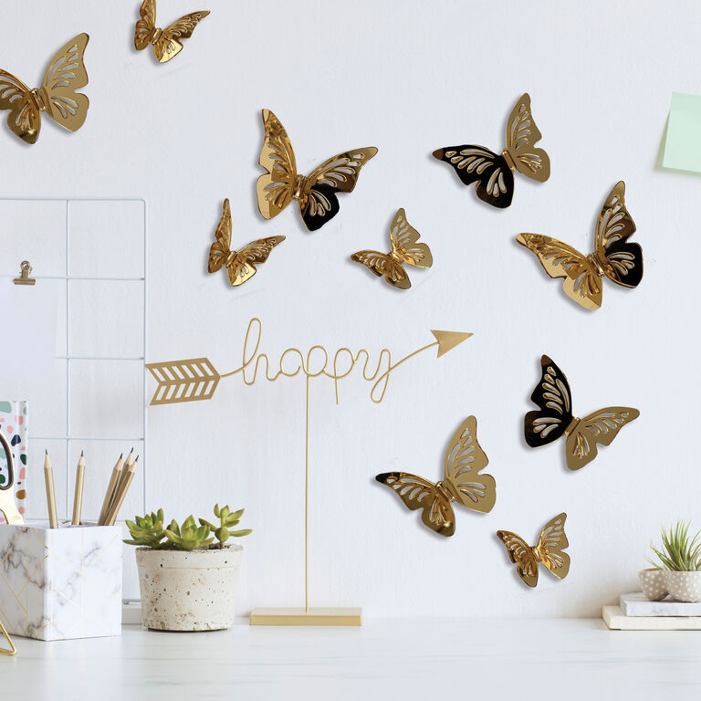 3D Gold Butterfly Decals & Cake Decorations