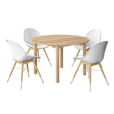 Karlovac Teak Wood 5 Piece Outdoor Dining Set Karlovac Teak Wood 5 Piece Outdoor Dining Set