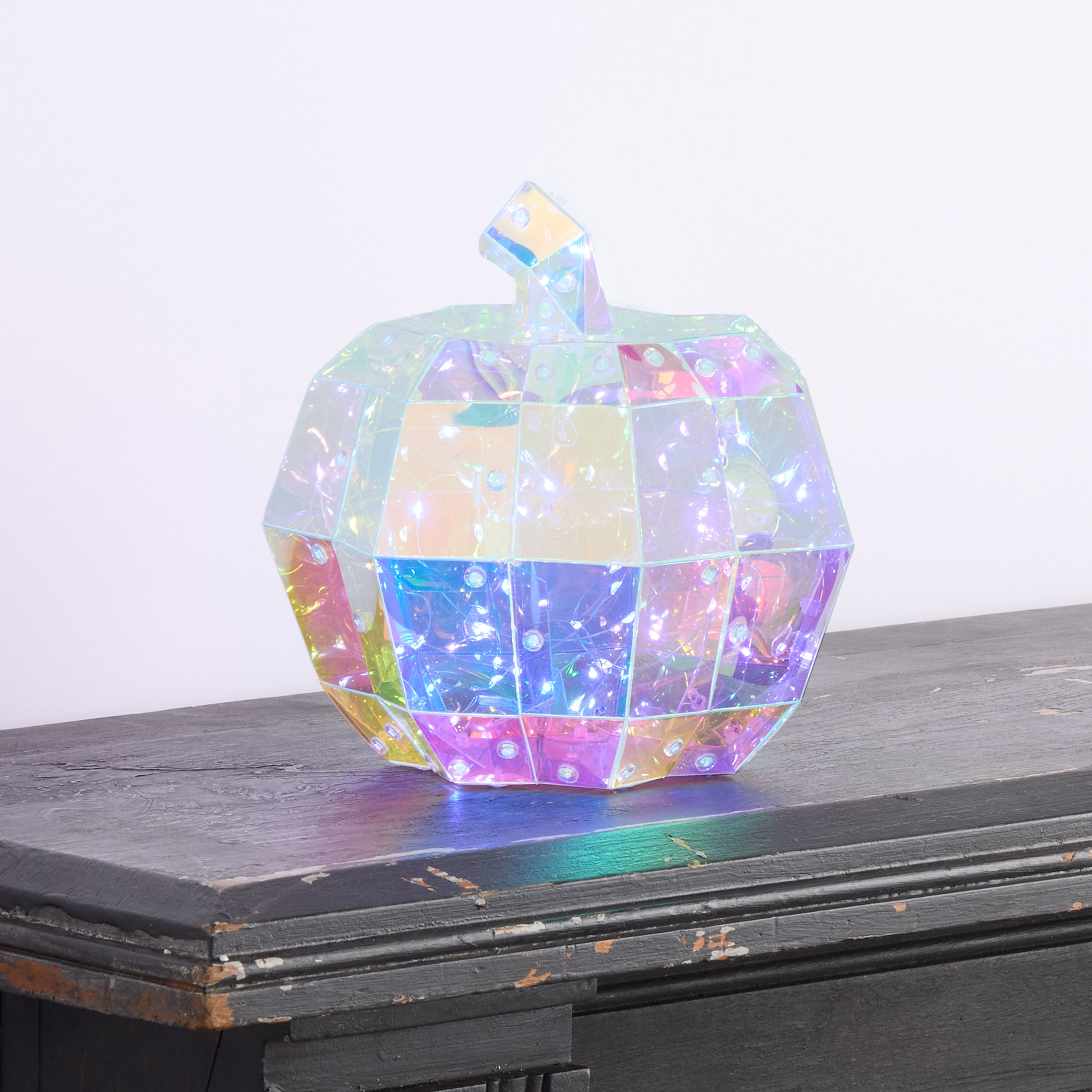 Iridescent Prismatic Pumpkin LED Light Up Decor image number 0