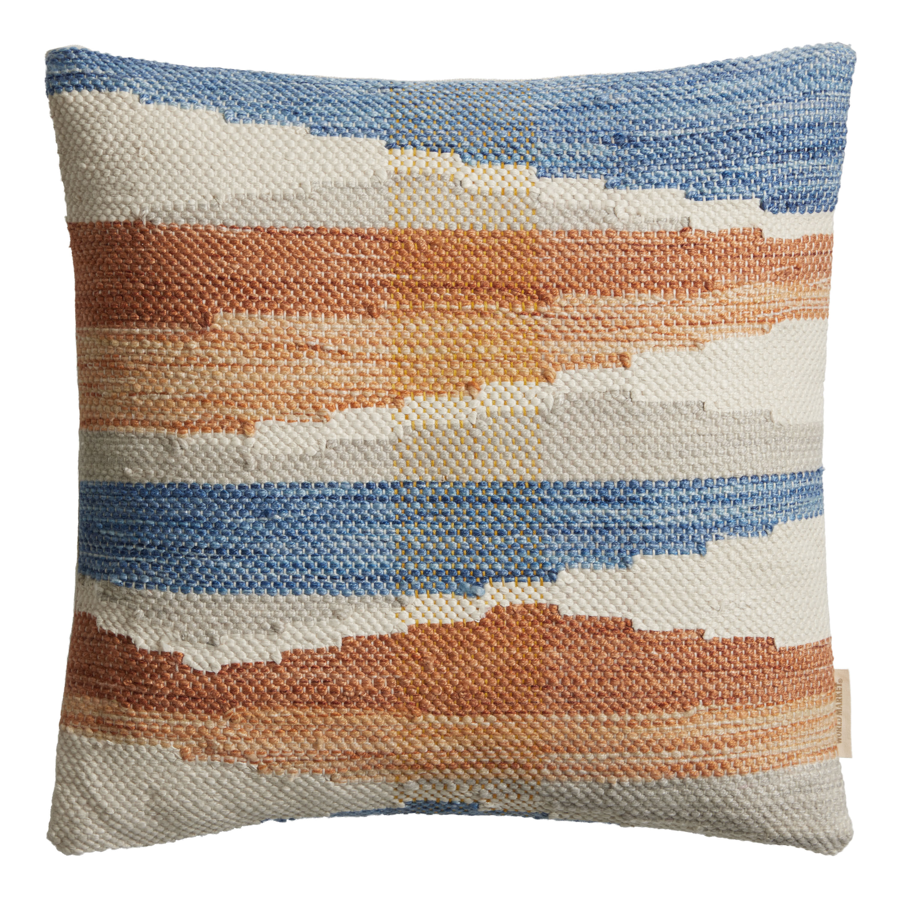 Orange and Blue Chindi Indoor Outdoor Throw Pillow