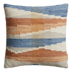 Orange and Blue Chindi Indoor Outdoor Throw Pillow