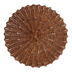 Round Brown Faux Rattan Wipe Off Placemat