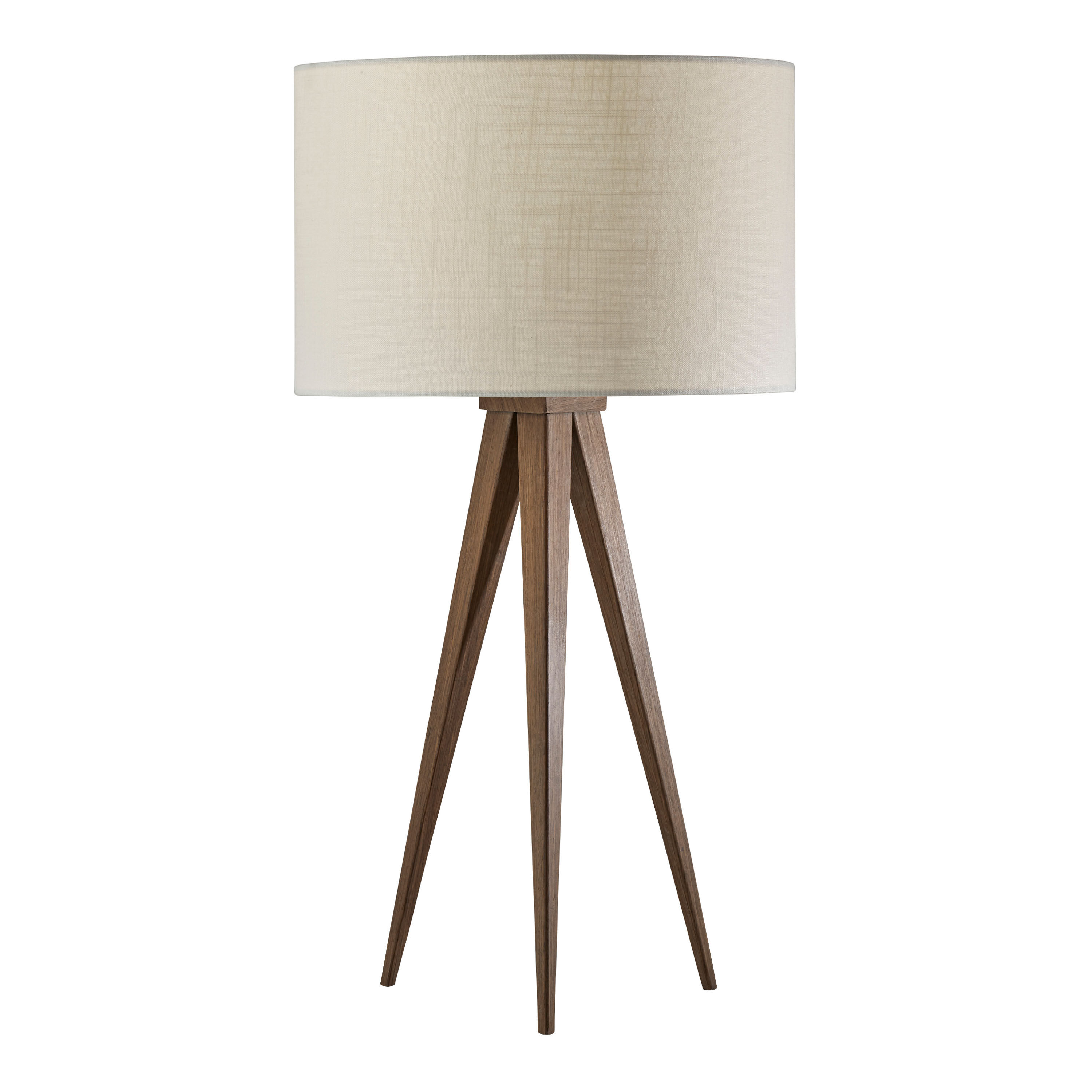 Walnut Director Metal Tripod Table Lamp