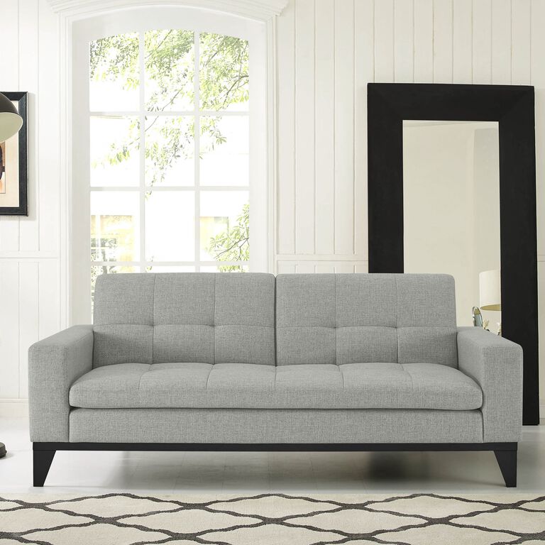 Merton Gray Tufted Convertible Sleeper Sofa With Usb Ports World Market