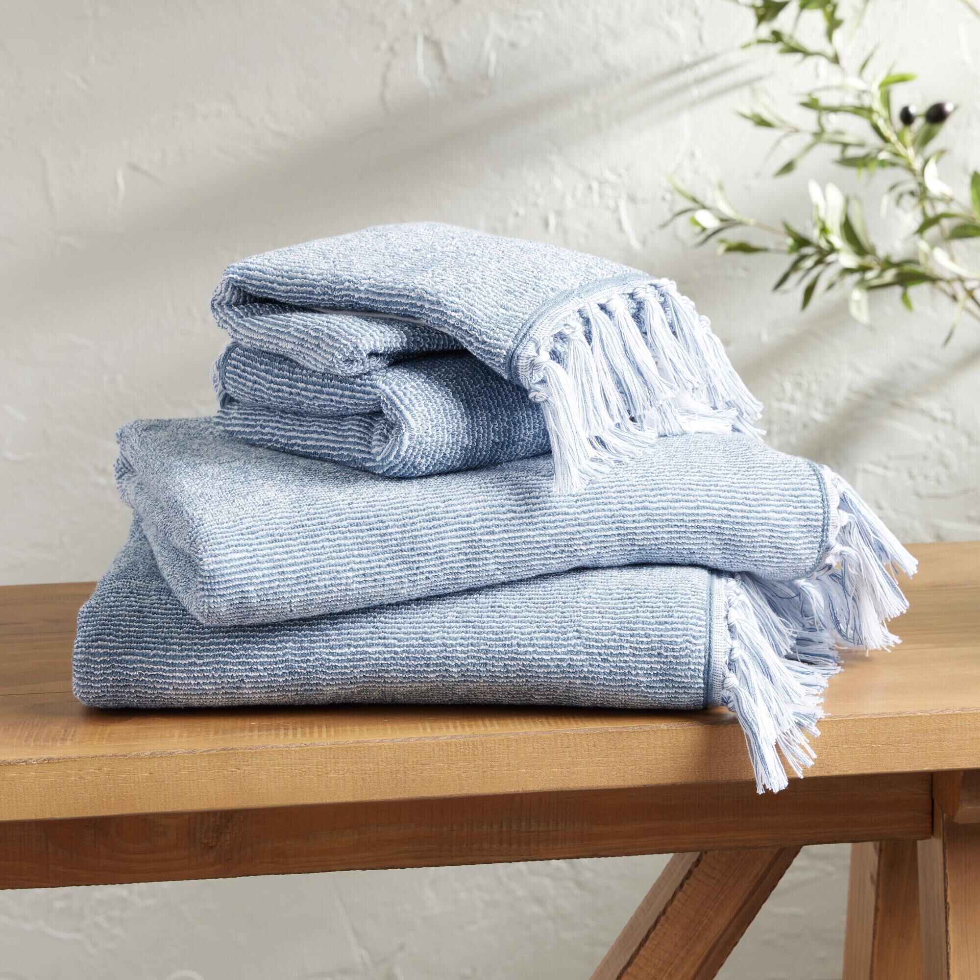 Azure Blue And White Marled Bath Towel World Market