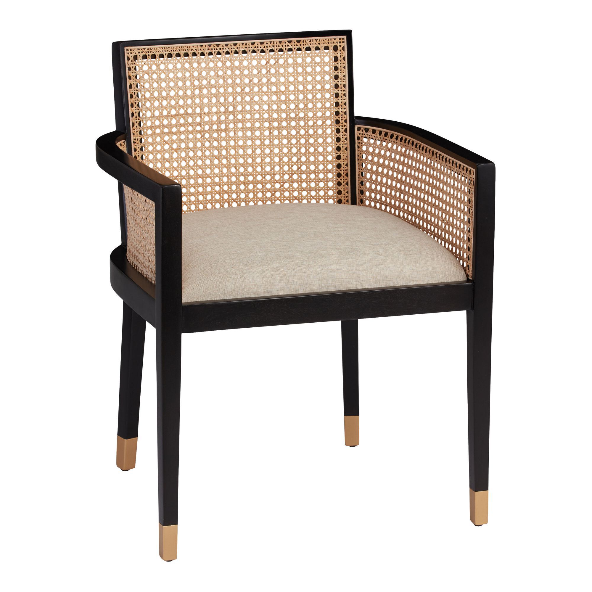 Black wood and cane back fynn store dining armchair
