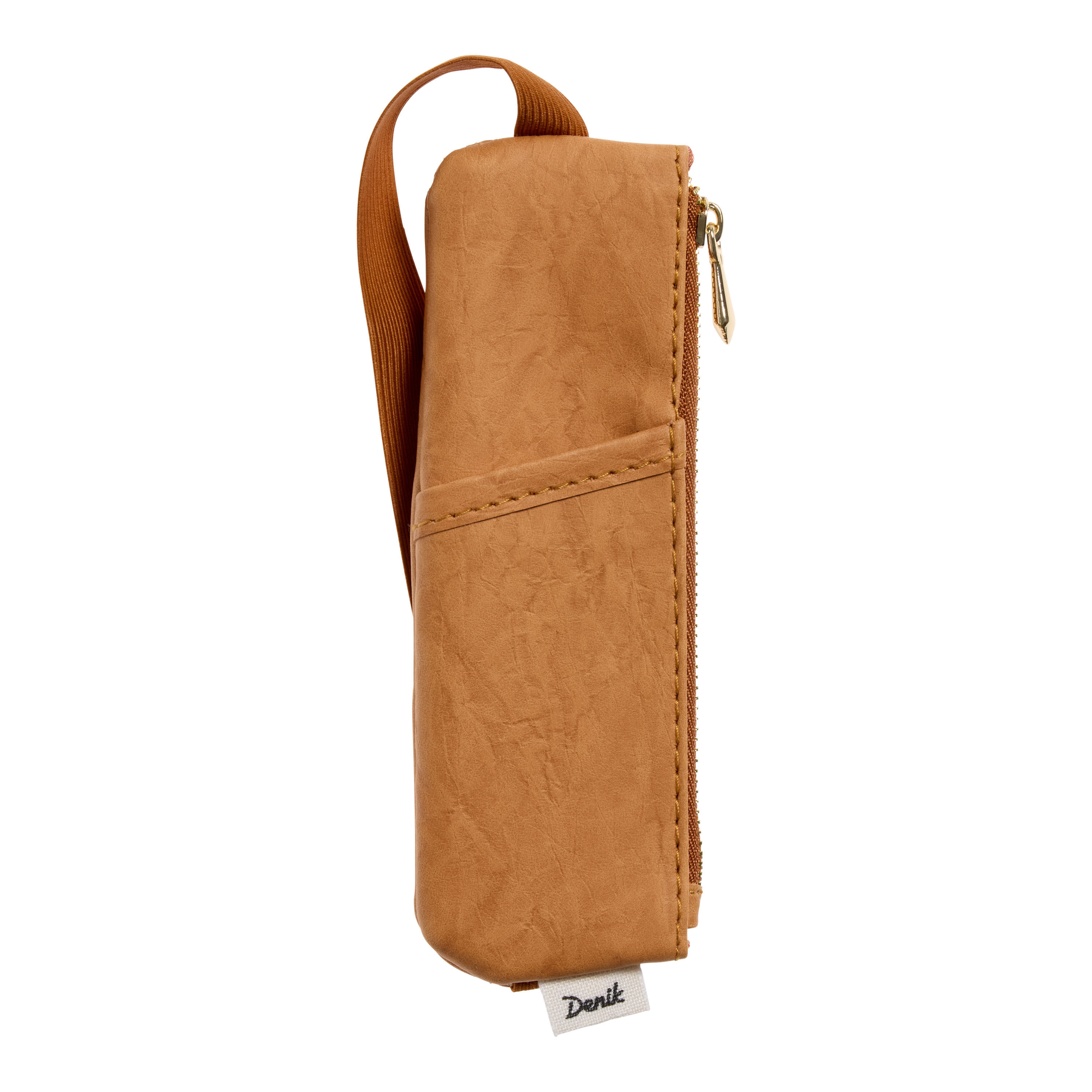 Denik Caramel Crinkle Pencil Pouch with Elastic Strap image number 0