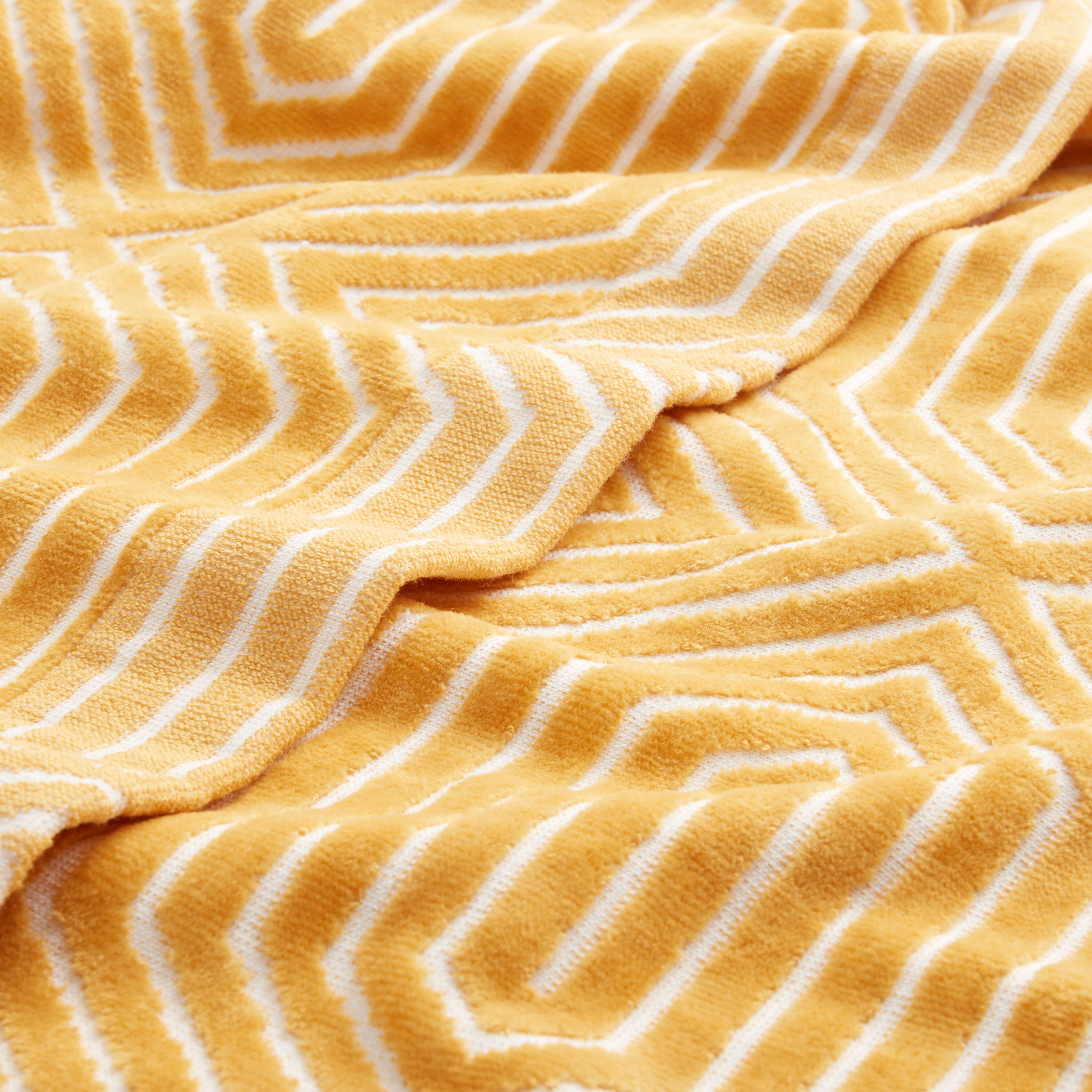 Allura Mustard And White Sculpted Geo Bath Towel World Market