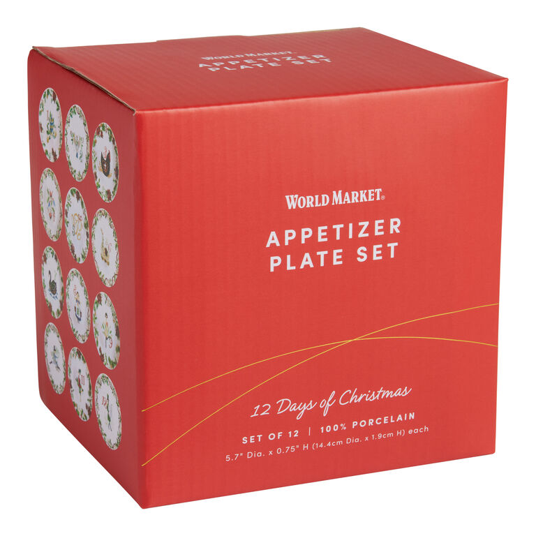 Twelve Days of Christmas Porcelain Appetizer Plate 12 Pack - World Market