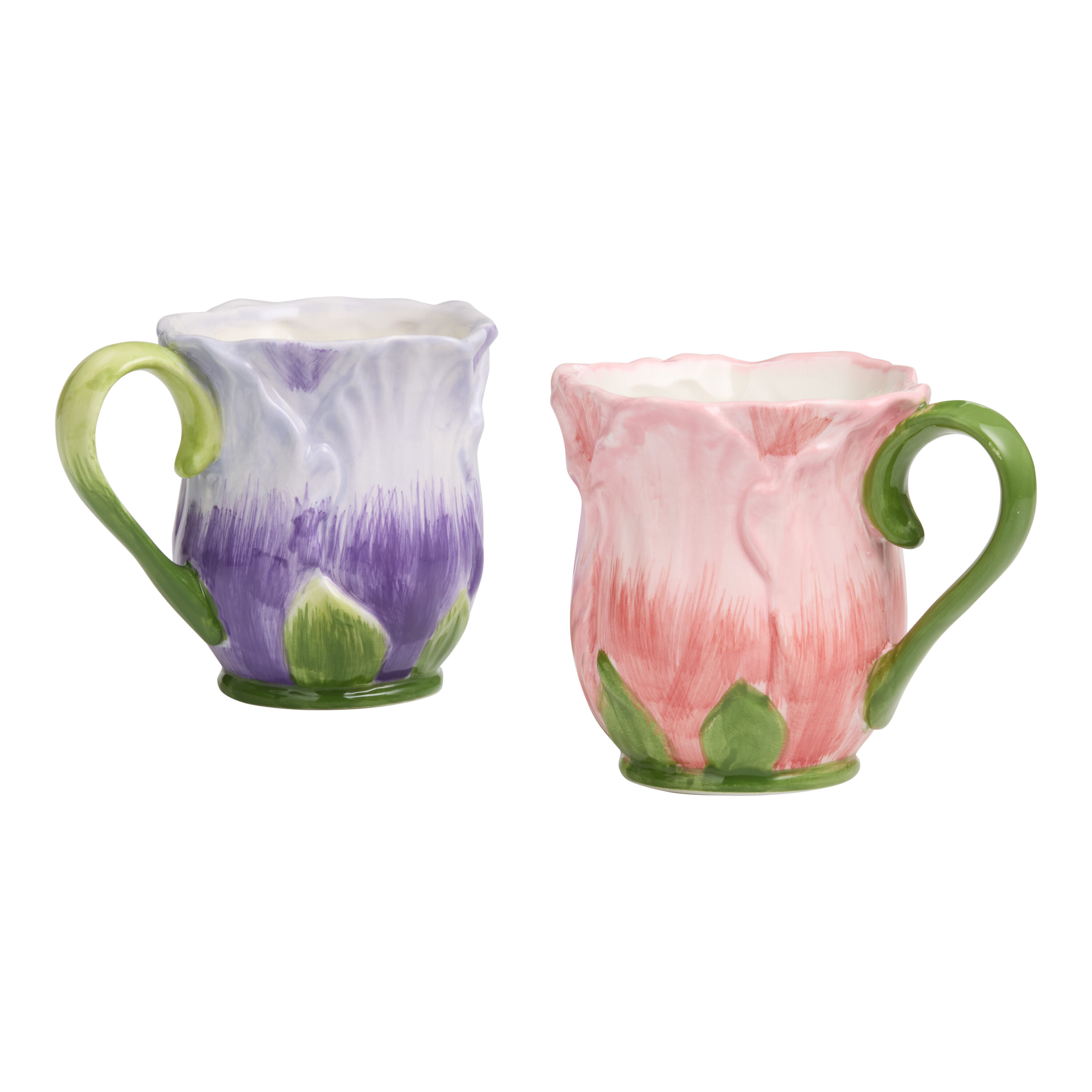 Hand Painted Flower Bud Figural Ceramic Mug