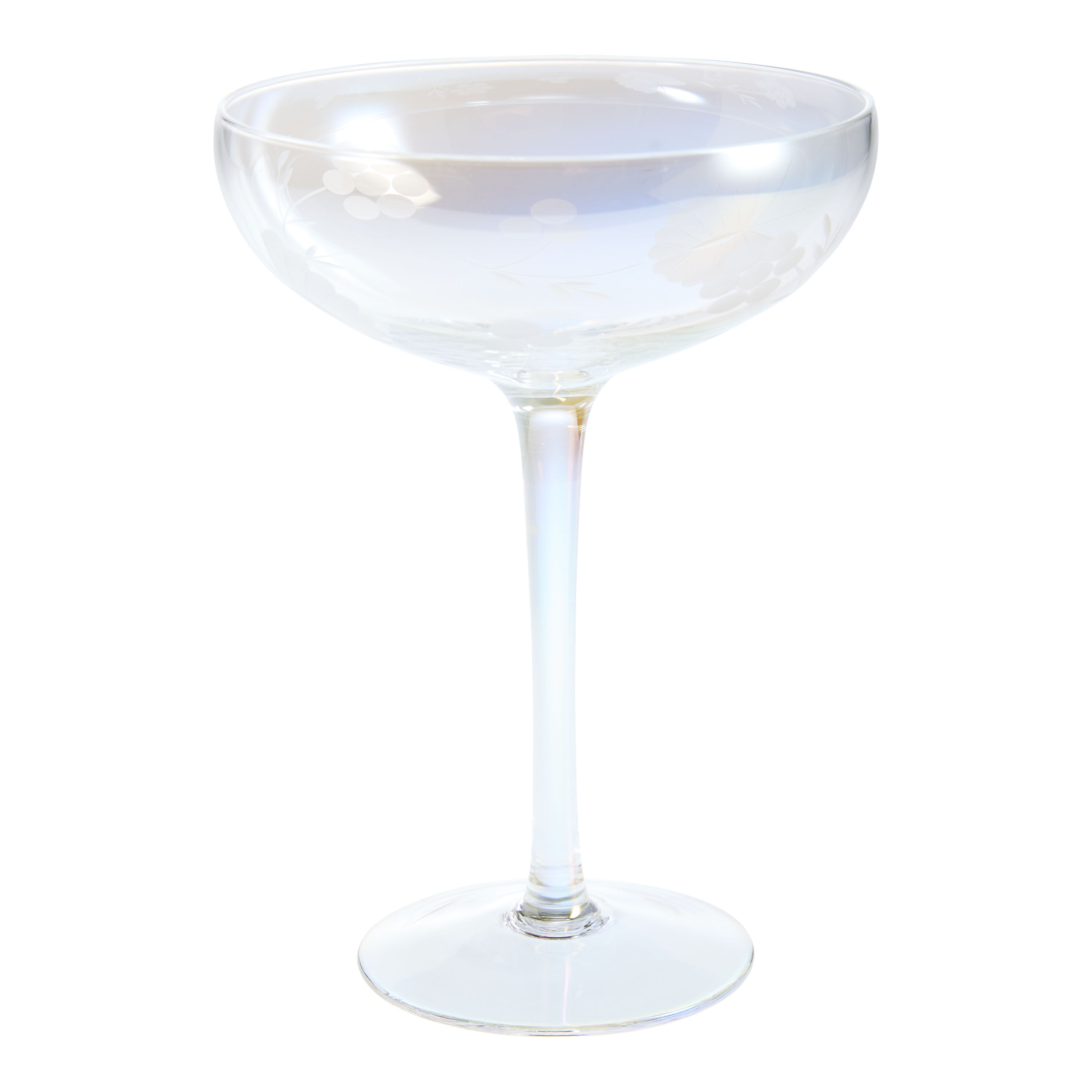 Iridescent Etched Butterfly Coupe Glass image number 0