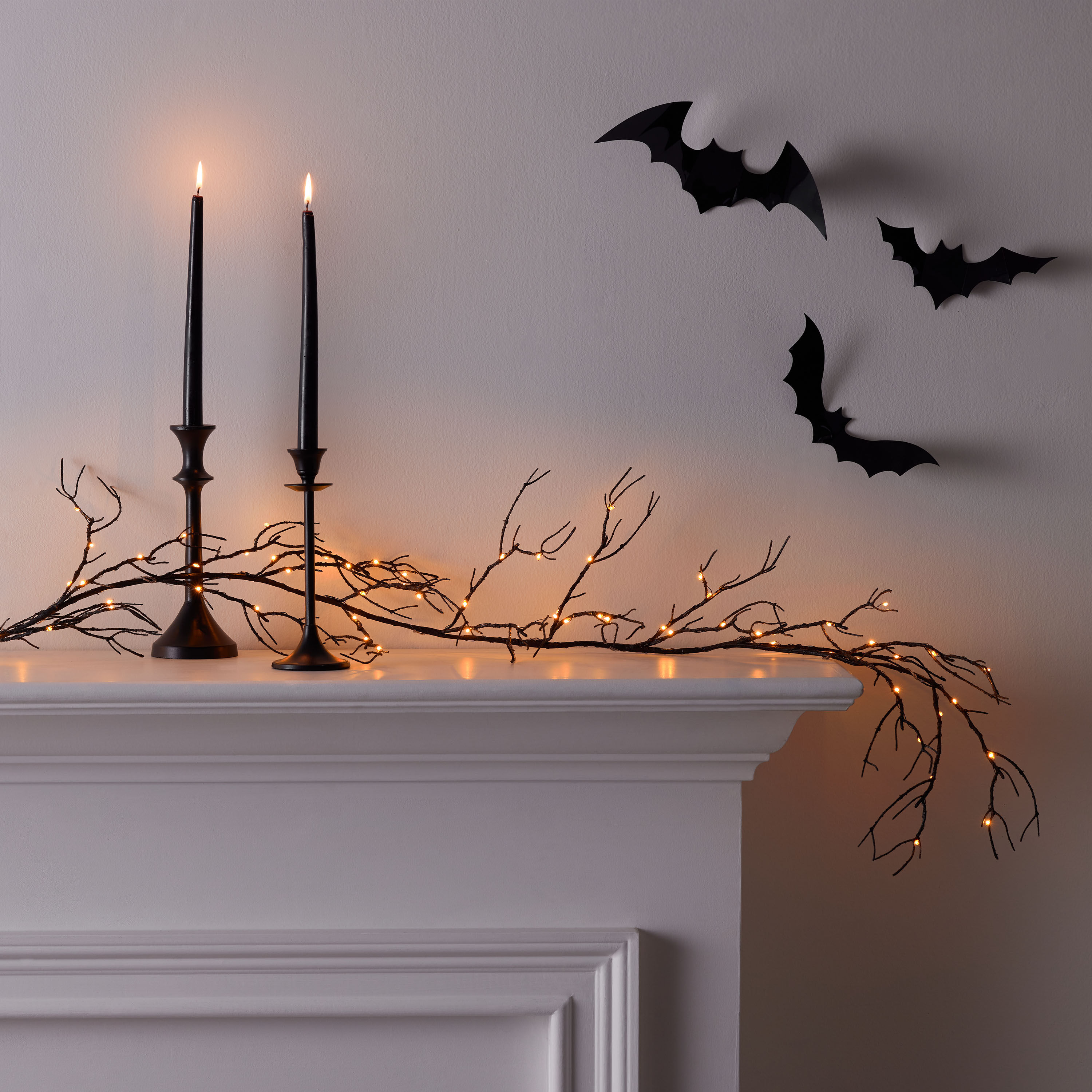 Black Faux Willow Branch Garland Micro LED Light Up Decor image number 1