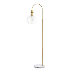 Meg Gold Metal And White Marble Arched Floor Lamp