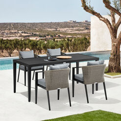 Lamia Black Metal and All Weather 5 Piece Outdoor Dining Set
