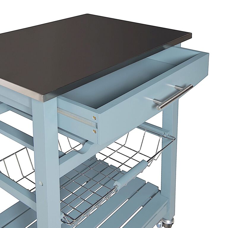 Grover Wood And Stainless Steel Kitchen Cart image number 6