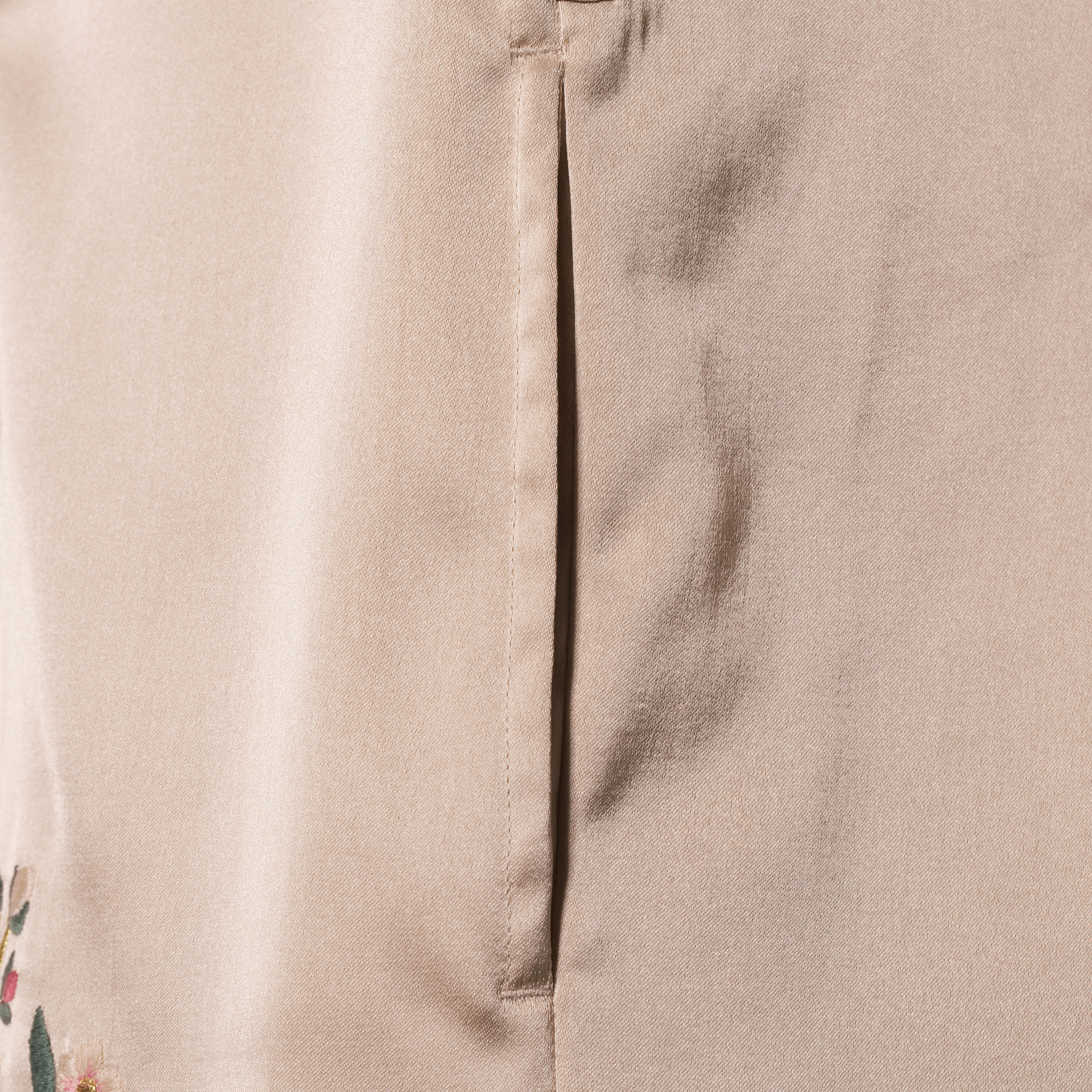 Champagne Satin Floral Embroidered Kimono Robe image number 1