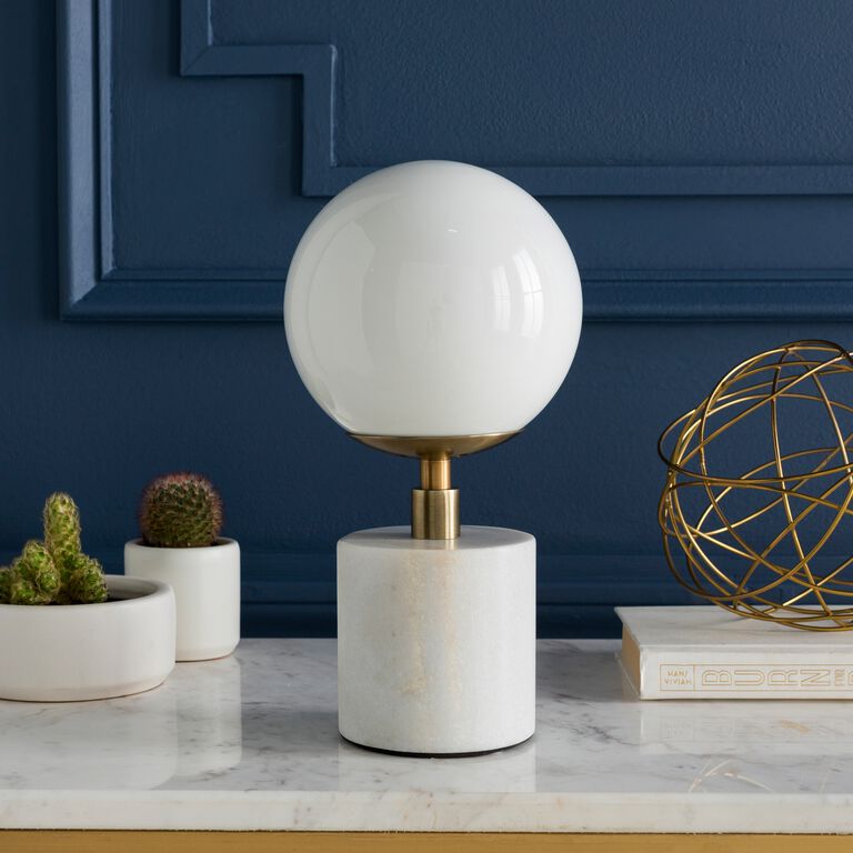 Una White Marble And Antique Brass Table Lamp - World Market