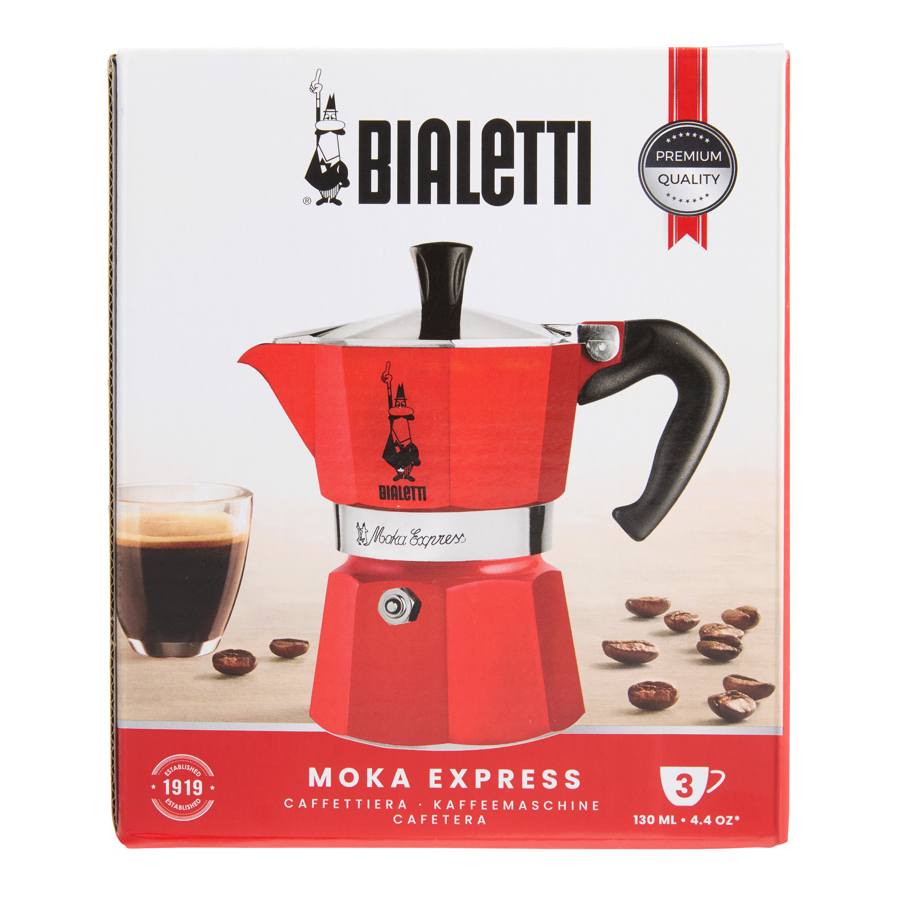 Bialetti Red Moka Express 3 Cup Stovetop Espresso Maker Bialetti Red Moka Express 3 Cup Stovetop Espresso Maker