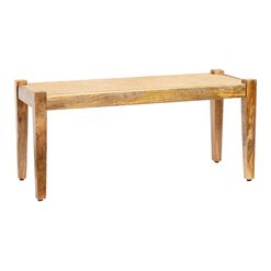 Astrud Wood and Rattan Cane Bench