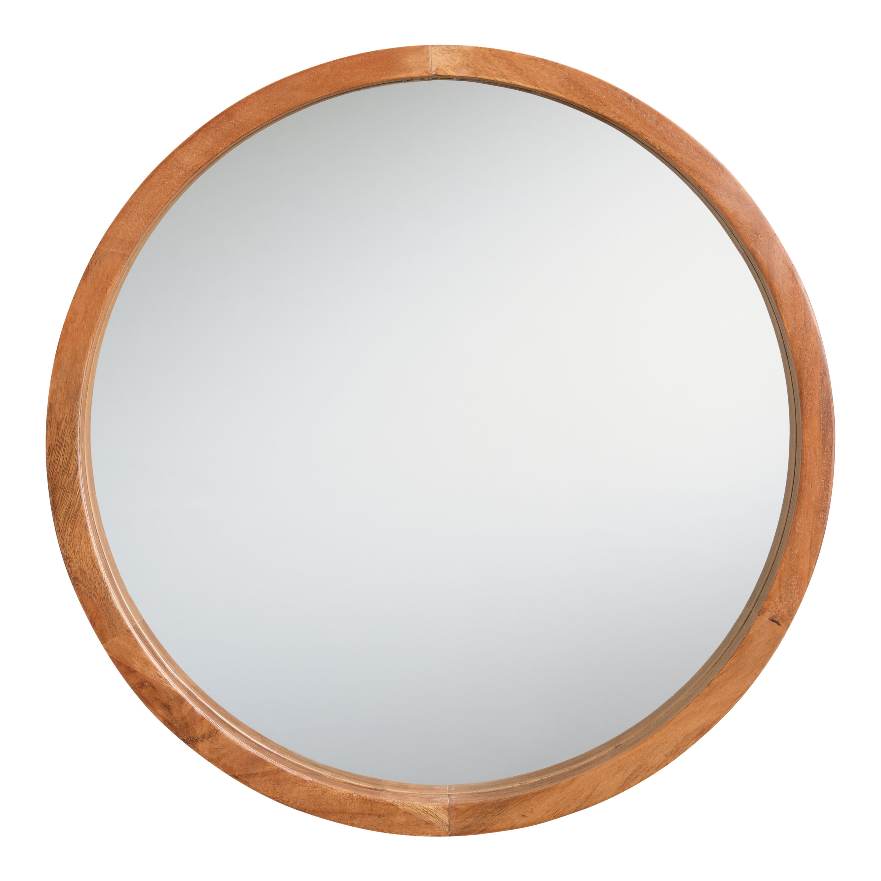Light wood round mirror sale
