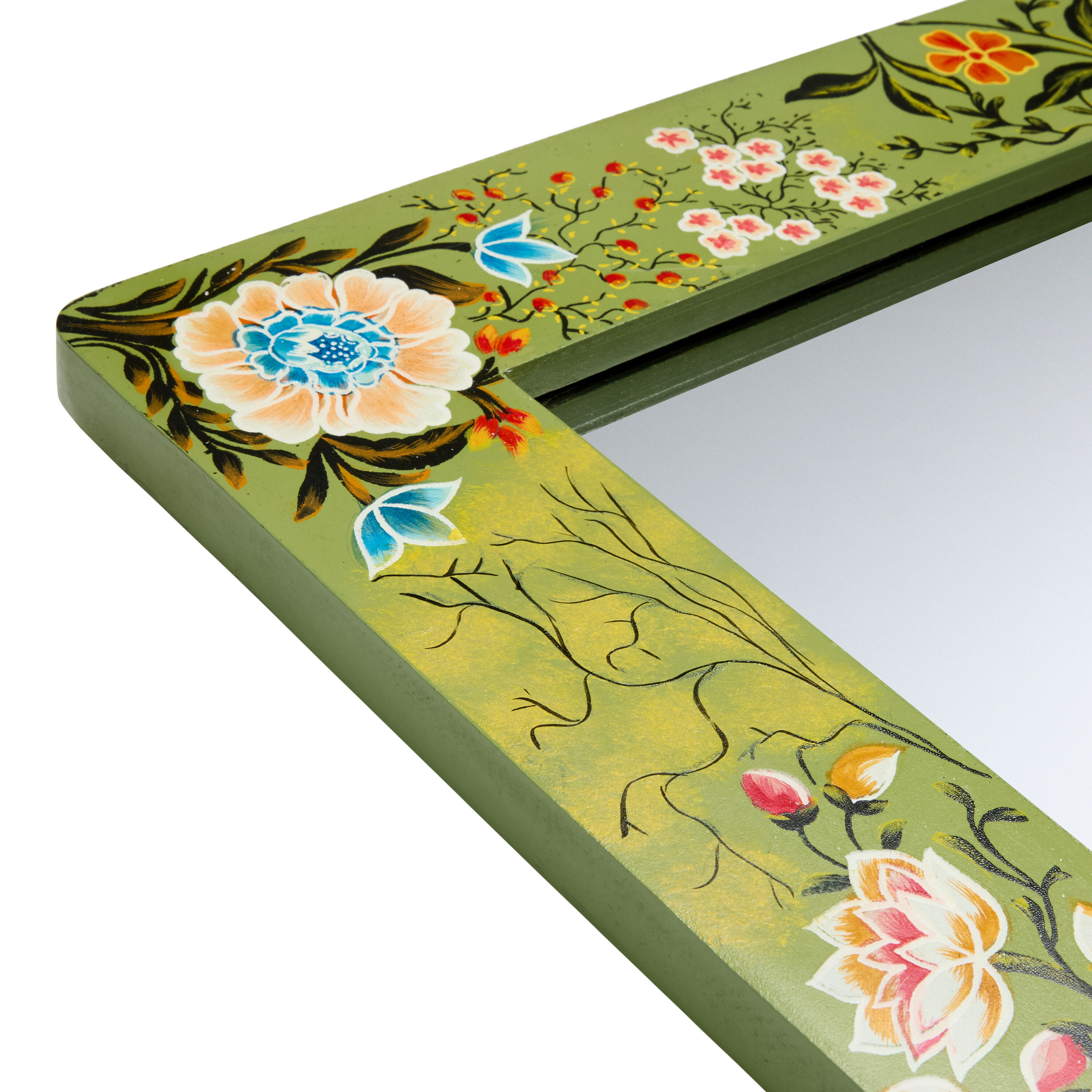 Green Floral Hand Painted Wall Mirror image number 3