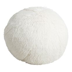 Round White Snowball Throw Pillow