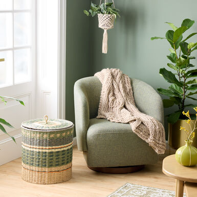 Nico Green Multicolor Paper Rope Basket with Lid Nico Green Multicolor Paper Rope Basket with Lid