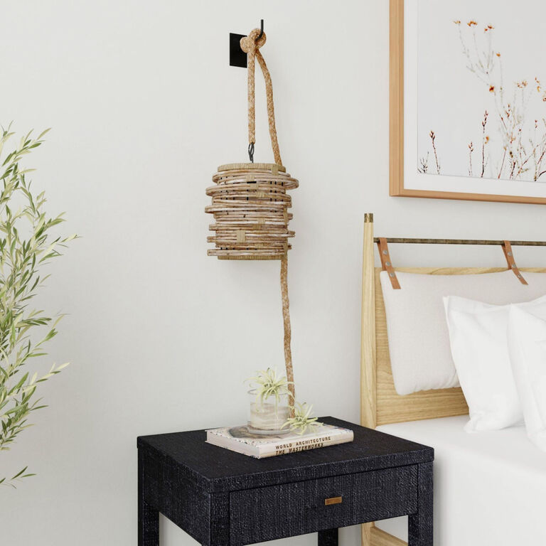 Gray Abstract Rattan Wall Sconce image number 2