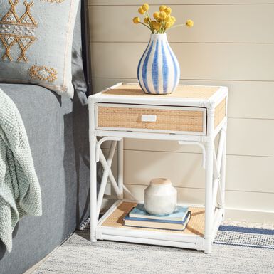 Celia Natural Rattan Nightstand With Drawer Celia Natural Rattan Nightstand With Drawer