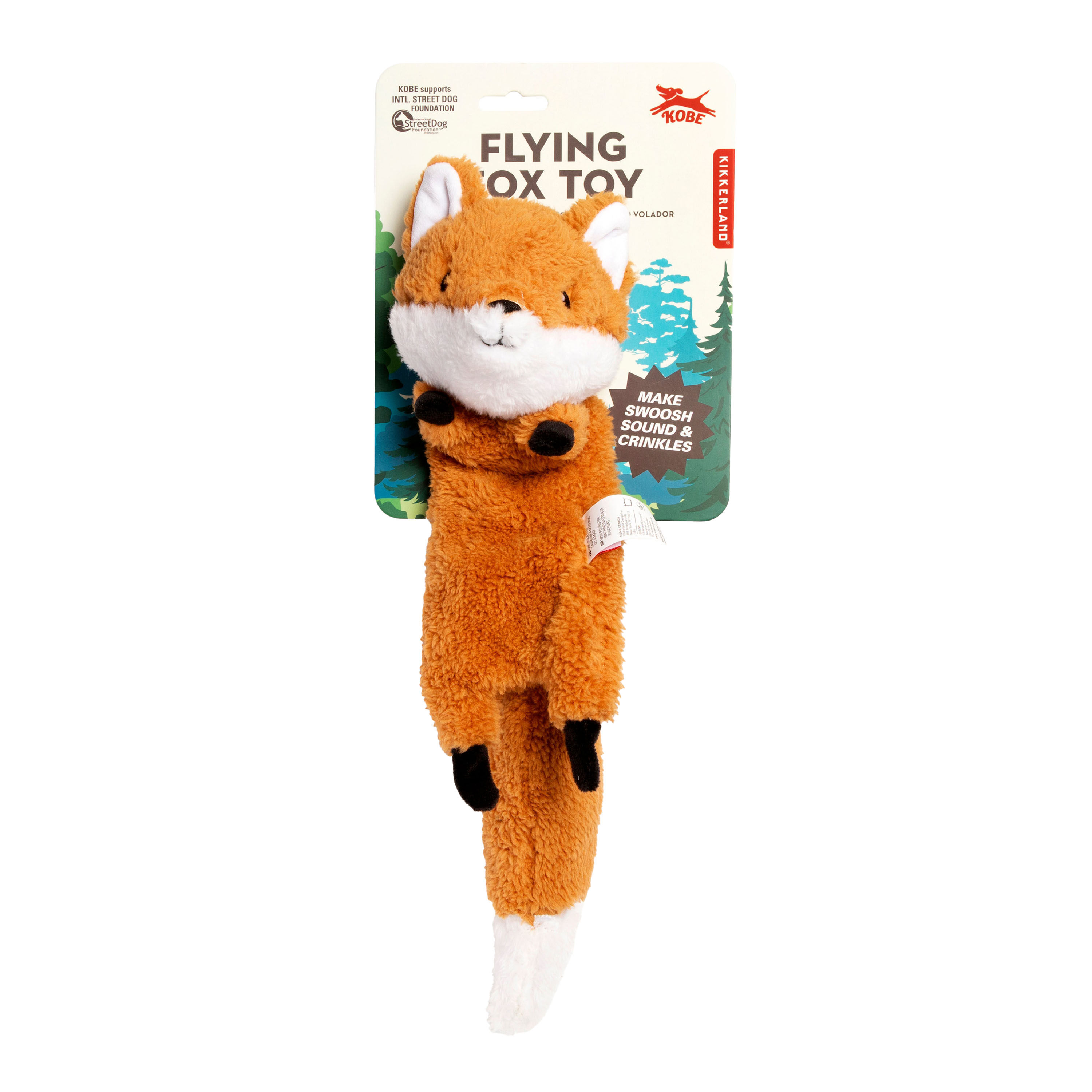 Kikkerland Kobe Plush Red Flying Fox Dog Toy image number 0