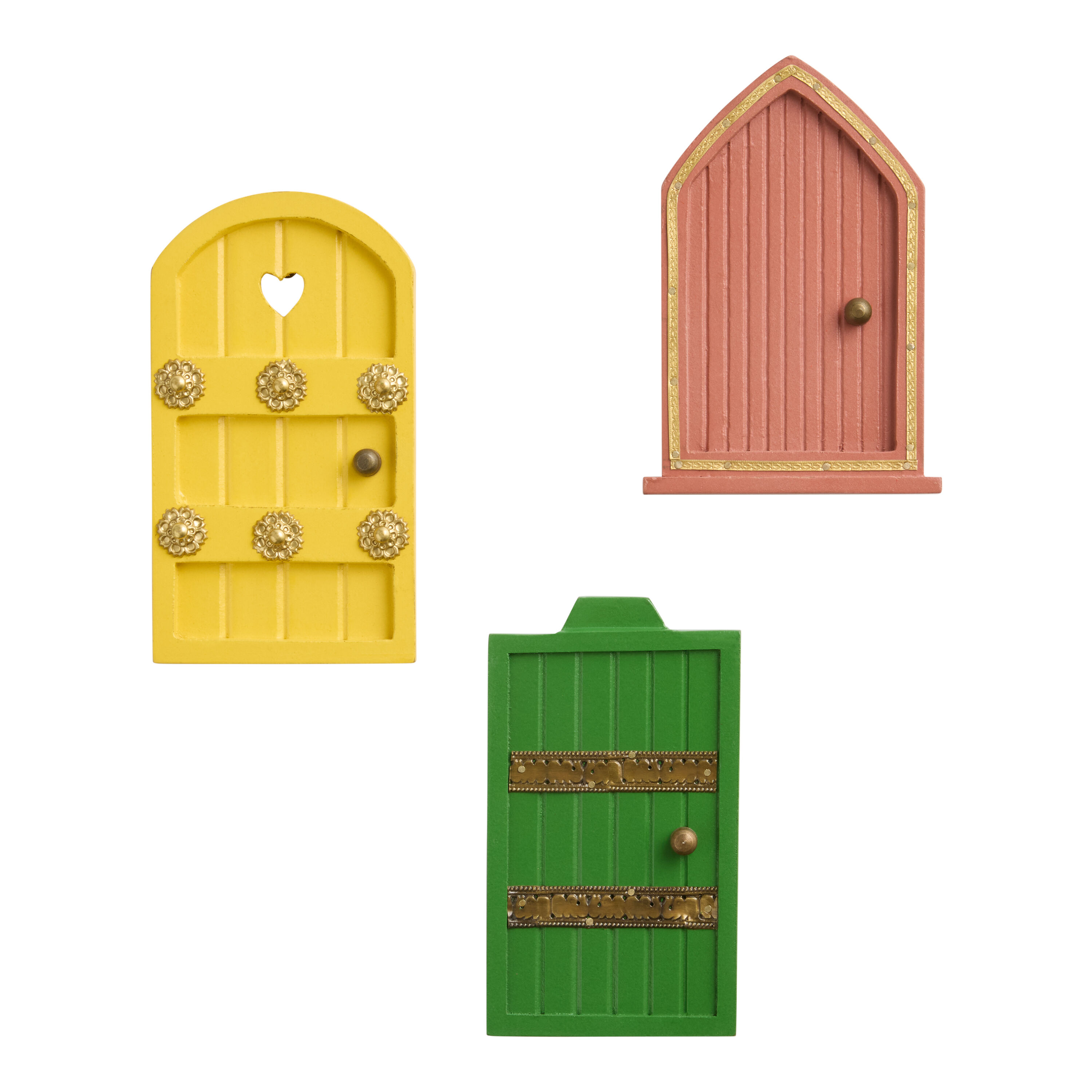 Painted Wood Fairy Doors Set of 3 image number 0