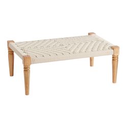 CRAFT Malaki Handwoven Ivory Rope and Wood Bench