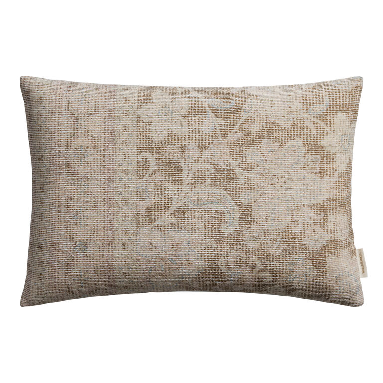 Oversized Taupe Distressed Rug Print Lumbar Pillow by World Market