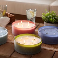Wide Glass Ocean 5 Wick Scented Citronella Candle