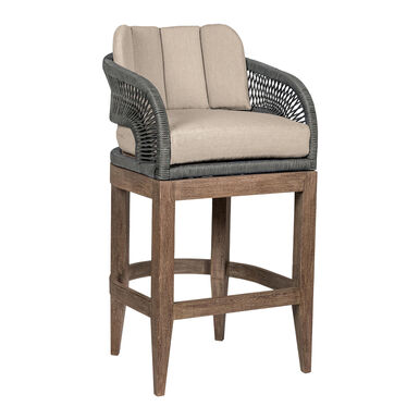 Safia Eucalyptus Wood and Gray Rope Outdoor Stool Safia Eucalyptus Wood and Gray Rope Outdoor Stool