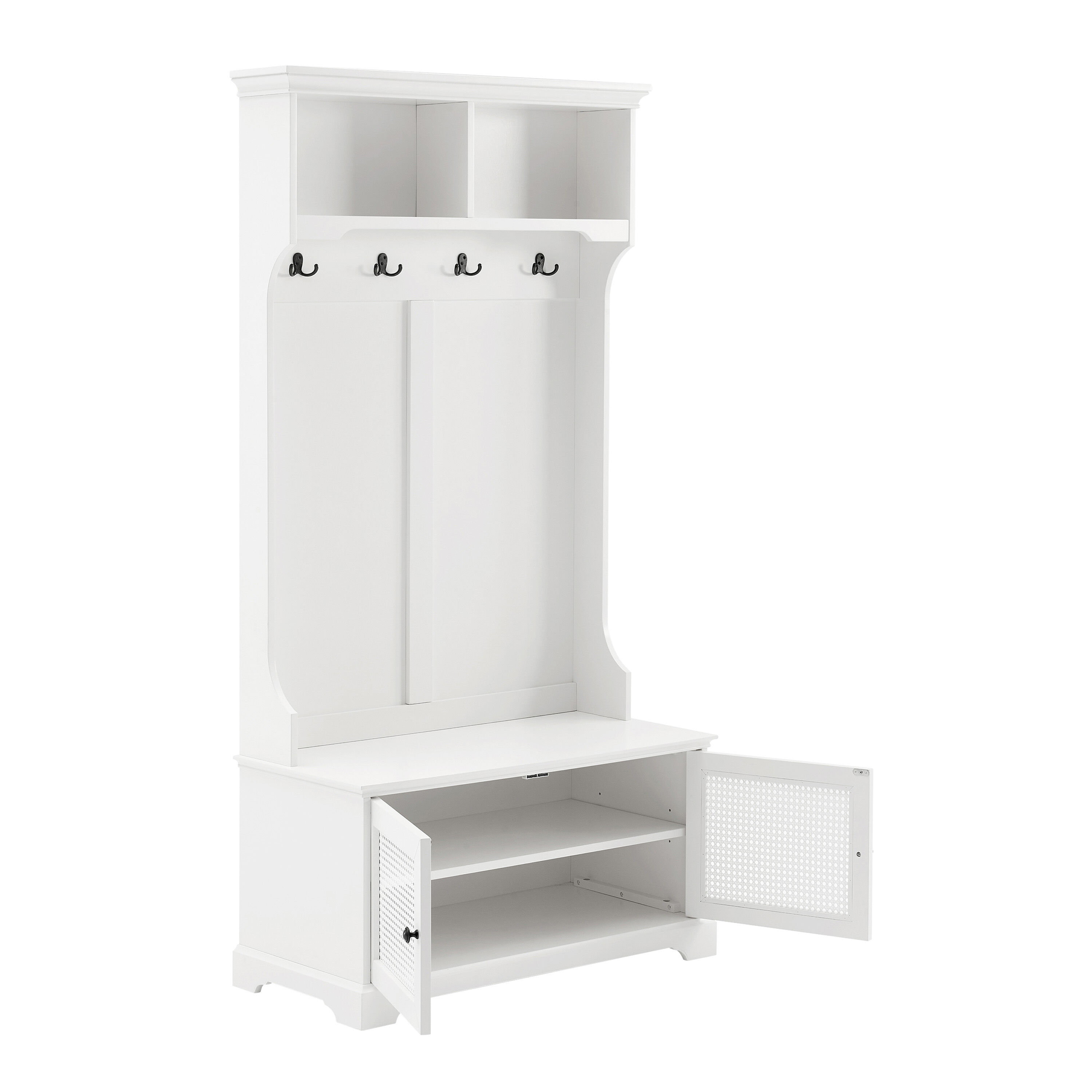 Winsland White Wood Hall Tree Bench image number 3