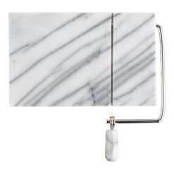 White Marble and Wire Cheese Slicer Serving Board