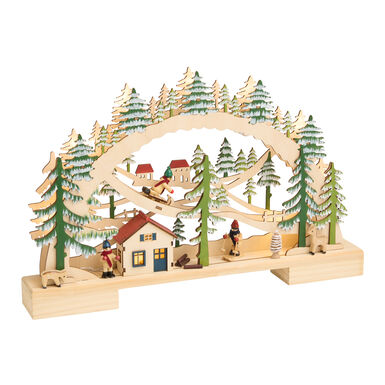 Laser Cut Wood Ski Village Winterscape LED Light Up Decor Laser Cut Wood Ski Village Winterscape LED Light Up Decor