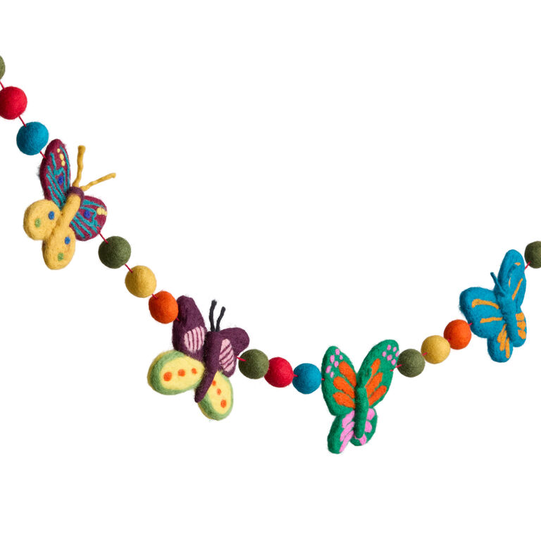 Multicolor Felt Butterfly Garland image number 2