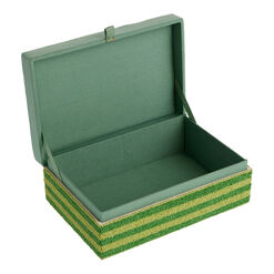 Multicolor Stripe Beaded and Embroidered Storage Box