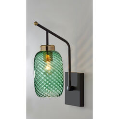 Darcie Emerald Green Glass Cylinder and Brass Wall Sconce