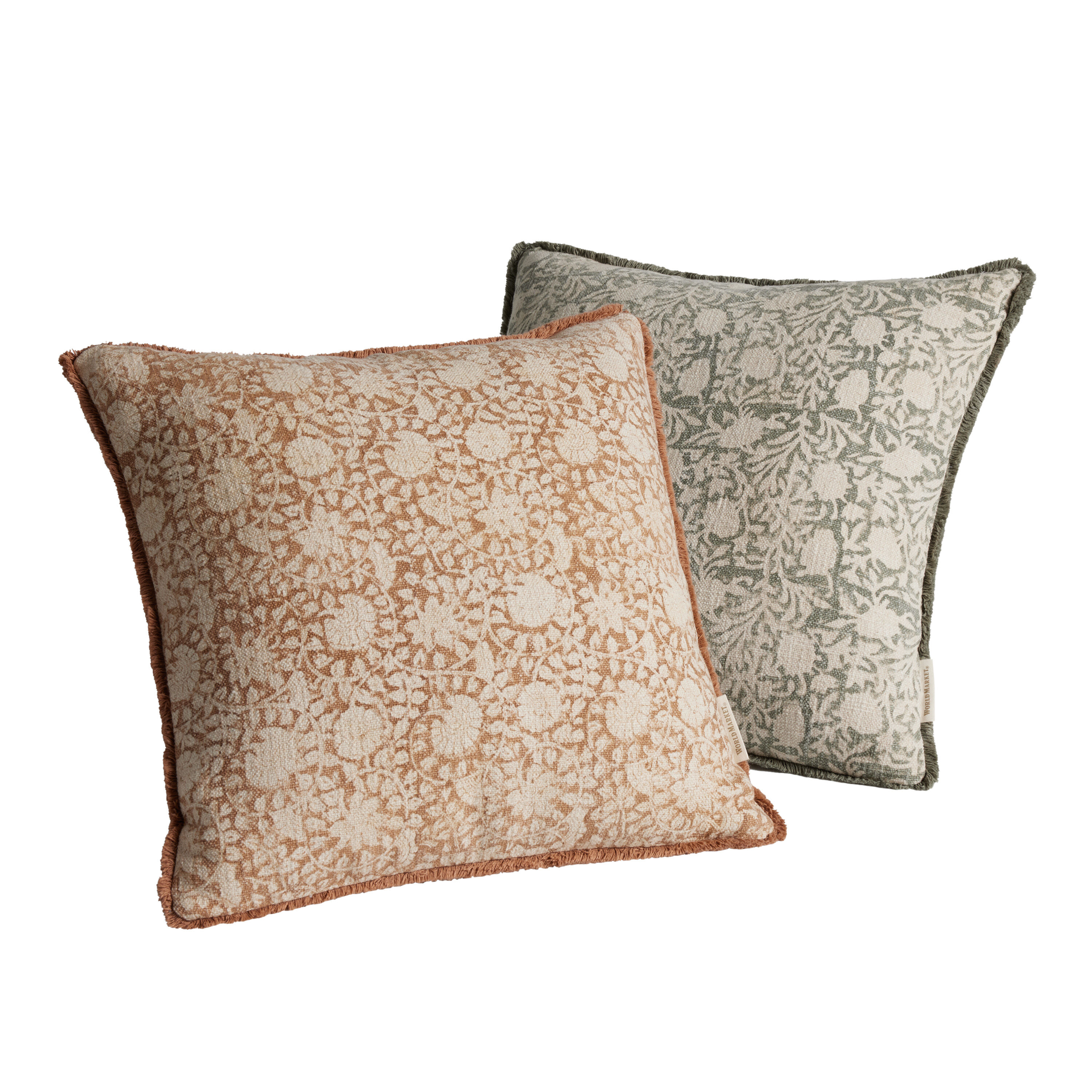 Fringed Block Print Throw Pillow World Market