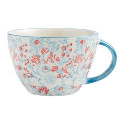 Red And Blue Floral Hand Painted Ceramic Mug
