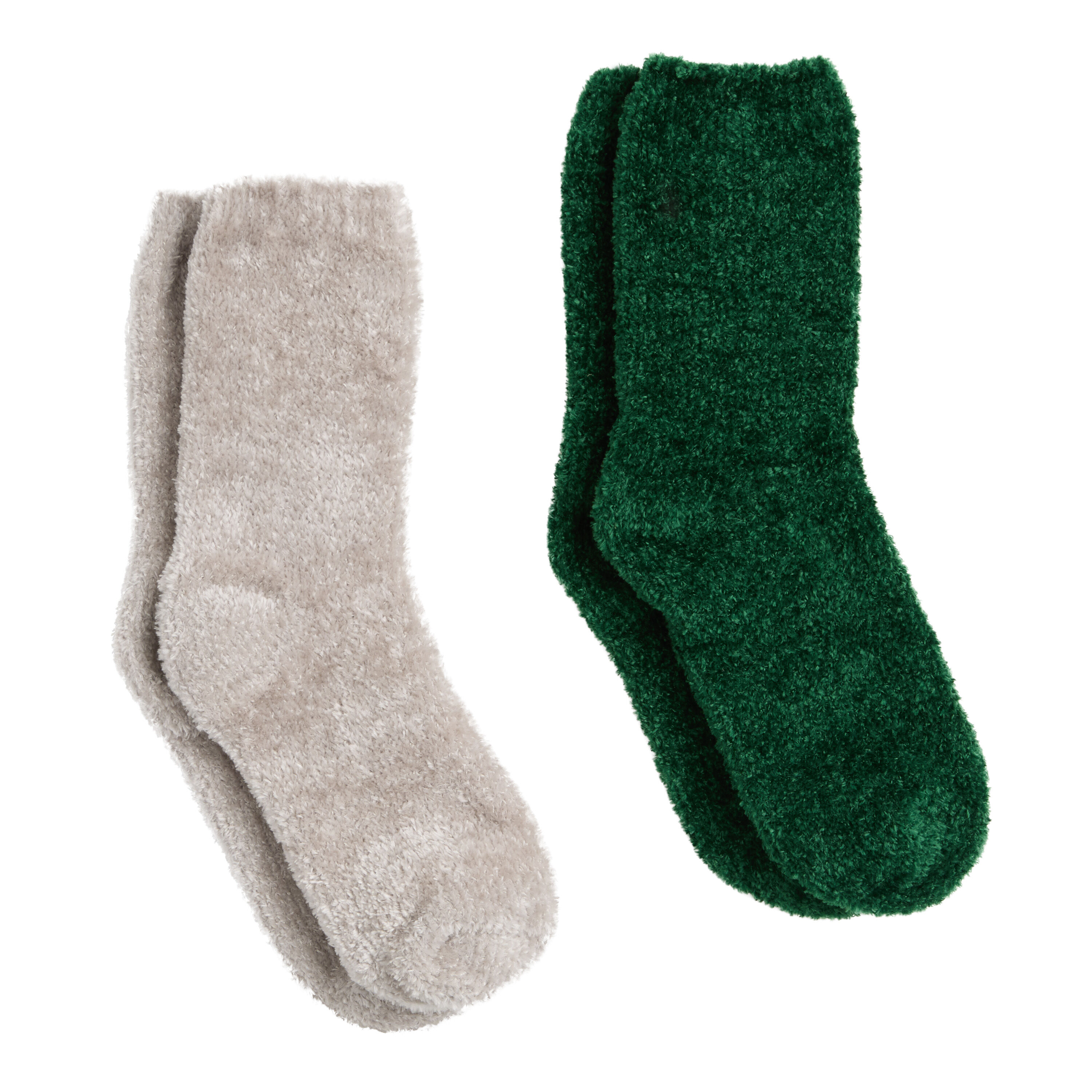 Green and Gray Chenille Socks 2 Pack image number 0