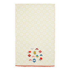 Yellow And White Embroidered Geo Shapes Kitchen Towel