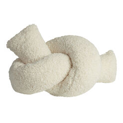 Ivory Boucle Cylindrical Knot Pillow