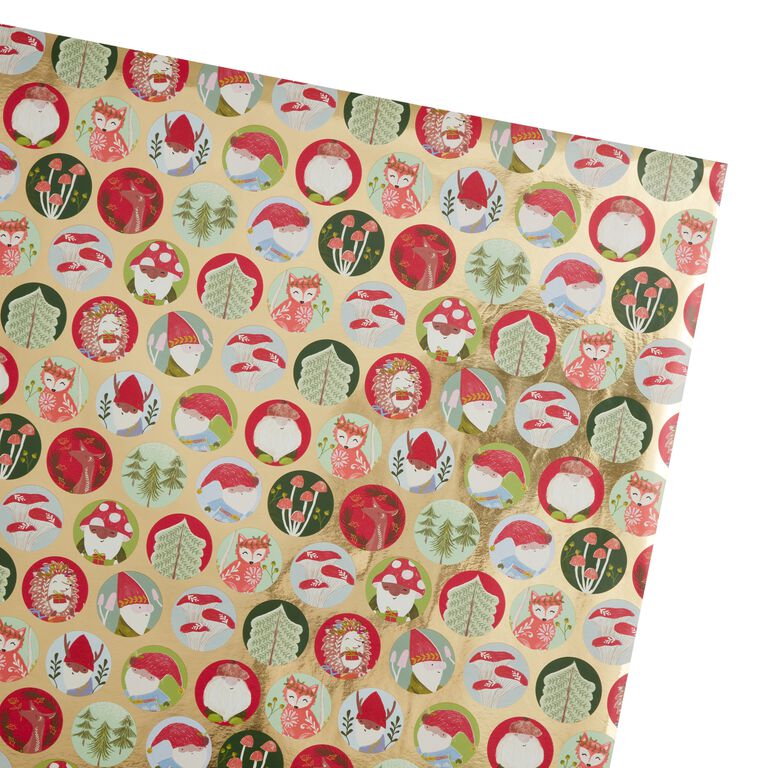 Jumbo Gold and White Snowflake Holiday Wrapping Paper Roll - World Market