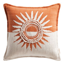 Rust Split Sunrise Embroidered Indoor Outdoor Throw Pillow