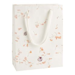 Medium Handmade White Cotton Pressed Flower Gift Bag