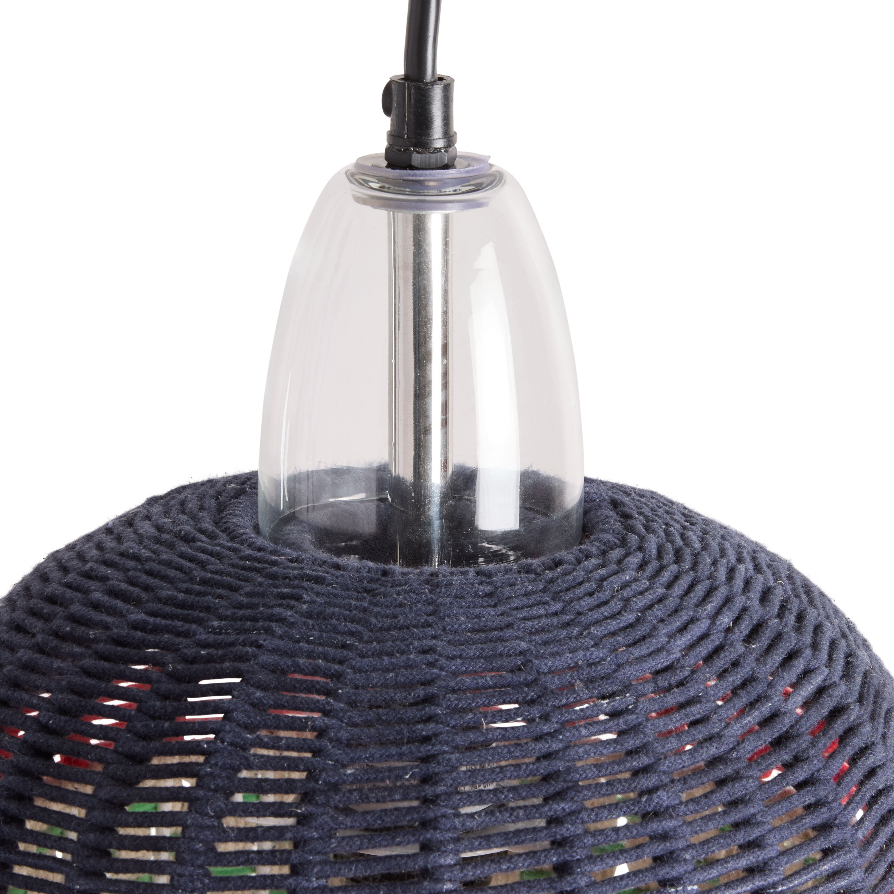 Rudra Multicolor Woven Jute and Cotton Bell Pendant Lamp image number 2